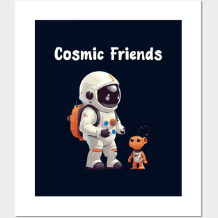 Astronaut and cute alien Posters and Art